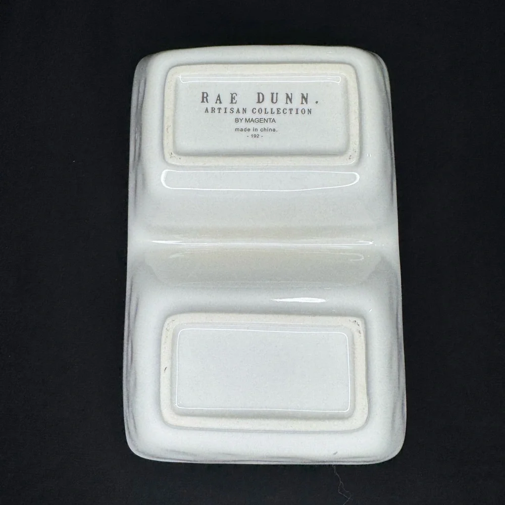 Rae Dunn White Ceramic Divided Dish